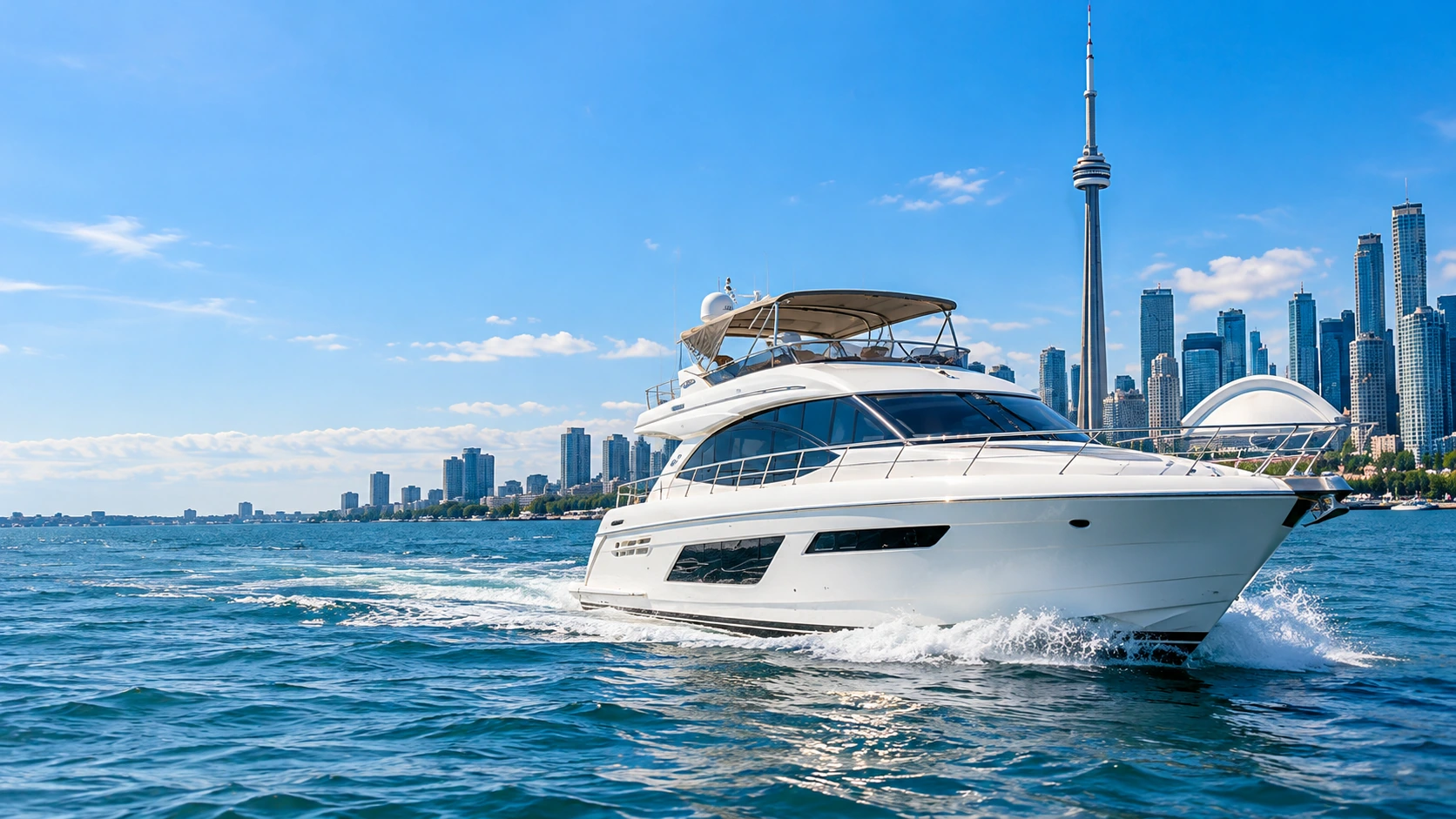 Private yacht with Toronto skyline